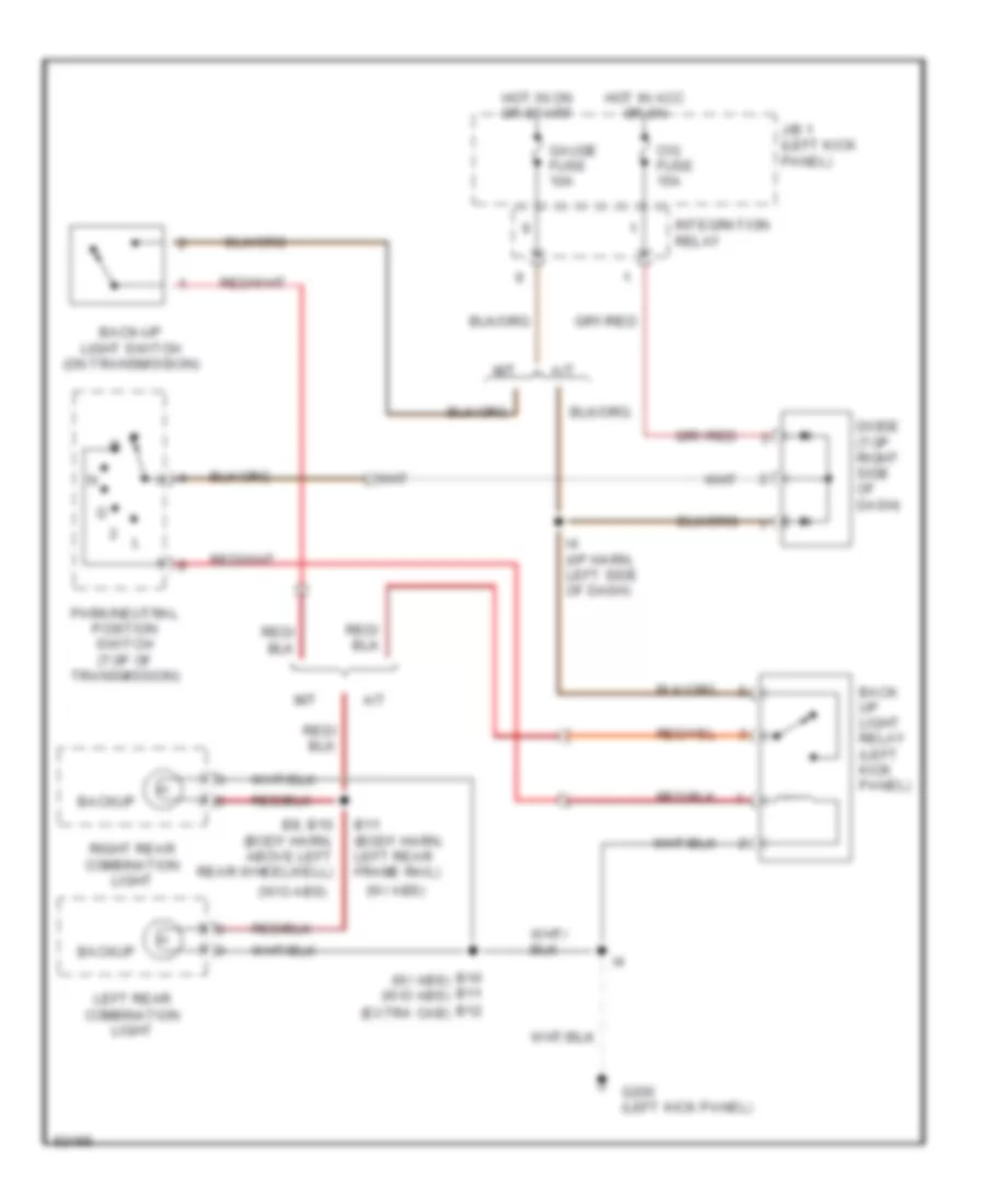 Back up Lamps Wiring Diagram for Toyota T100 DX 1998
