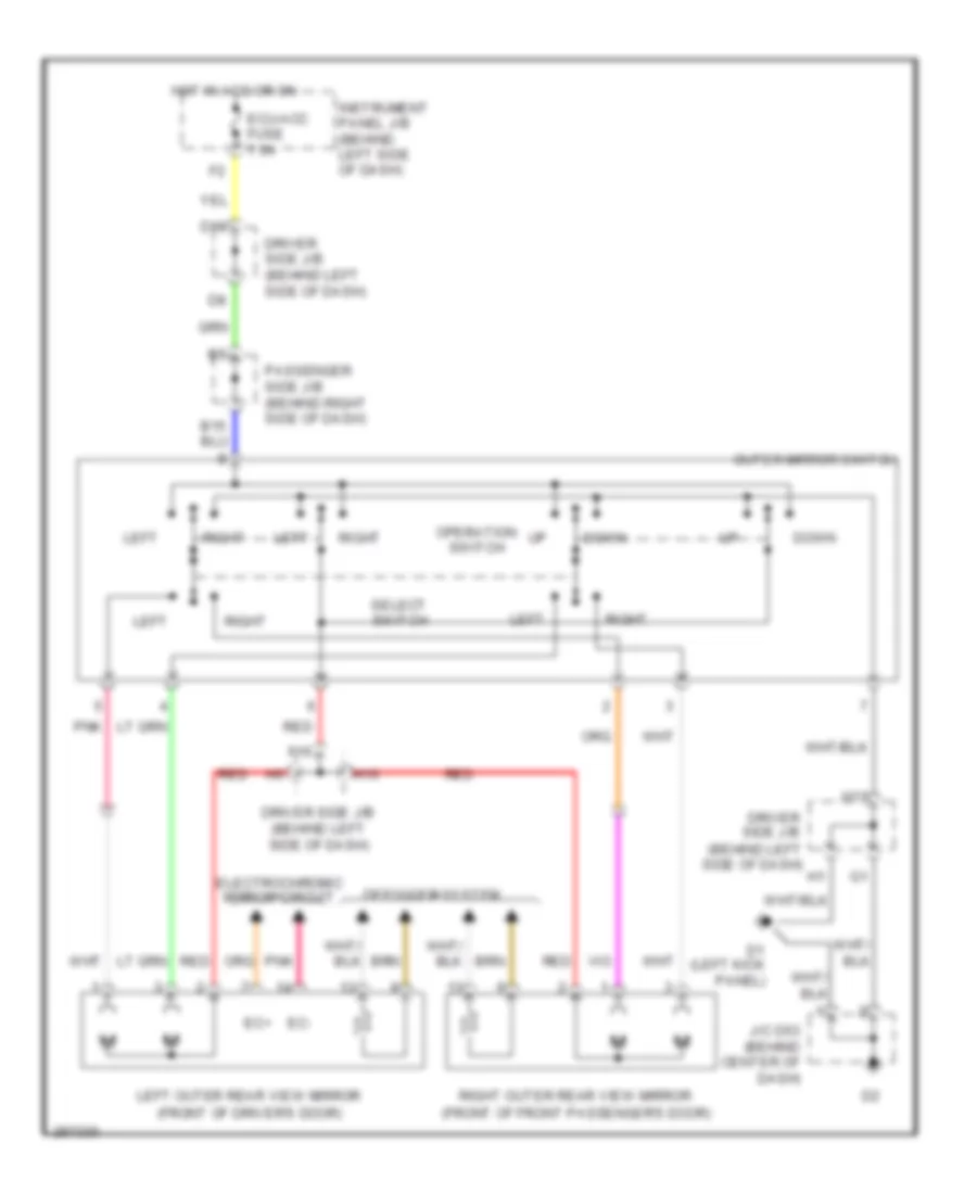 Power Mirrors Wiring Diagram for Toyota Avalon Limited 2009