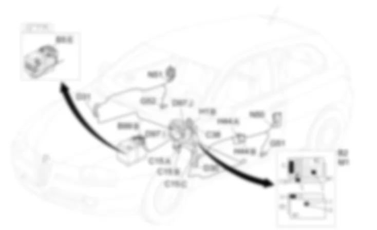 LUCES DE ILUMINACION               CHARCOS - Ubicacion de los componentes Alfa Romeo 147 1.6 TS  da 04/01 a 06/02