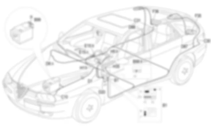 NEBELSCHLUSSLEUCHTE - Lage der Bauteile Alfa Romeo 156 2.4 JTD 20v  da 04/98 a 02/99