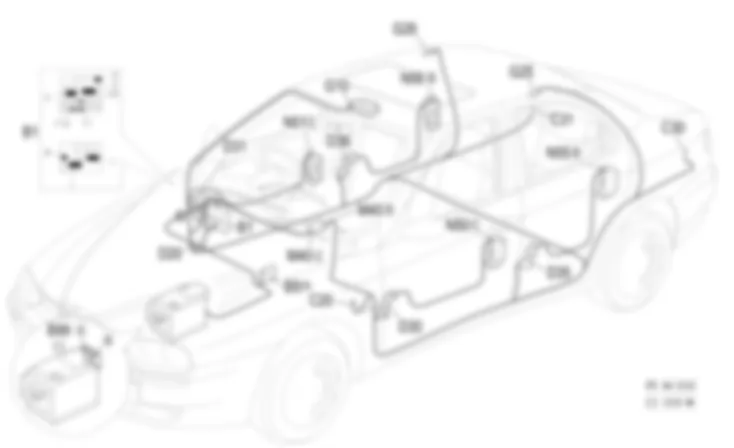 PLAFONNIERS - Emplacement des composants Alfa Romeo 156 2.4 JTD 20v  da 04/98 a 02/99