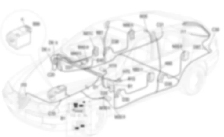 ALARM - Location of components Alfa Romeo 156 2.5 V6  da 02/00 a 01/01