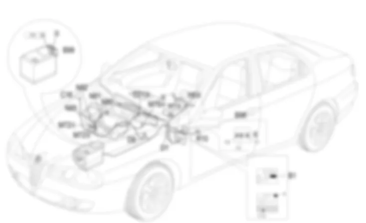 CONDITIONNEUR - Emplacement des composants Alfa Romeo 156 2.4 JTD 20v  da 04/98 a 02/99
