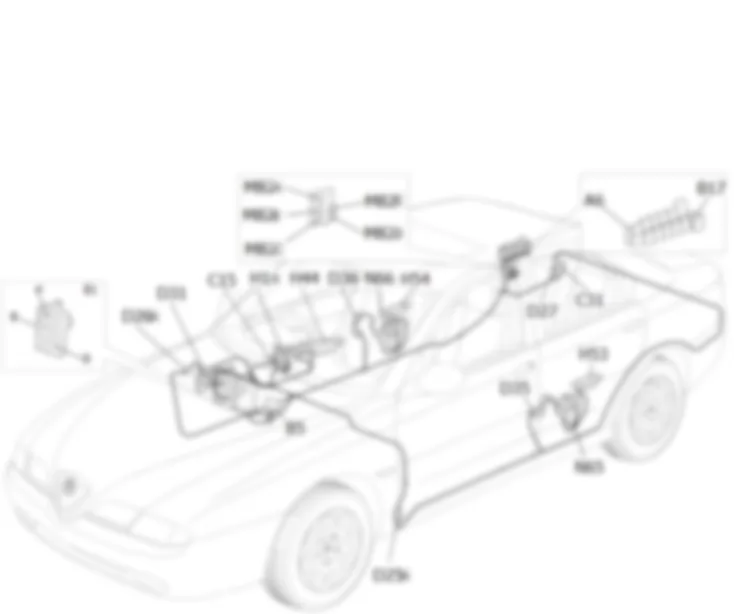 ELECTRIC REAR WINDOWS - Location of components Alfa Romeo 166 2.0 TS  da 03/99 a 03/01