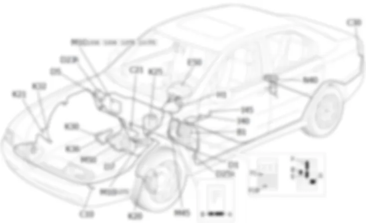 INSTRUMENTO DE A BORDO - Ubicacion de los componentes Alfa Romeo 166 2.5 V6  da 03/99 a 03/01
