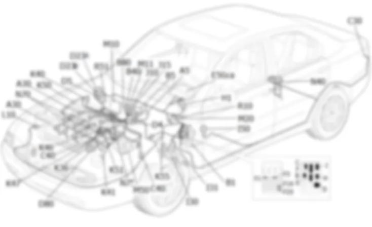 BENZIN-MOTORELEKTRONIK - Lage der Bauteile Alfa Romeo 166 2.5 V6  da 03/02 a 09/03