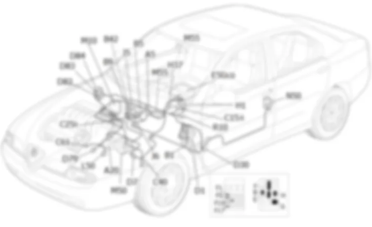 AUTOMATIC TRANSMISSION - Location of components Alfa Romeo 166 3.0 V6  da 04/01 a 02/02