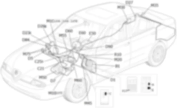 DIAGNOSTIC MULTIPLE               CONNECTOR - Location of components Alfa Romeo 166 2.4 JTD 10v  da 03/99 a 03/01