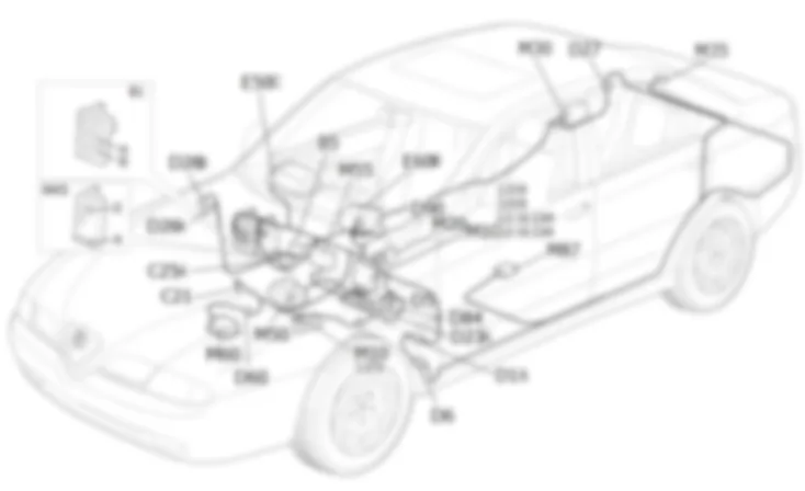 DIAGNOSTIC MULTIPLE               CONNECTOR - Location of components Alfa Romeo 166 3.0 V6  da 03/99 a 03/01