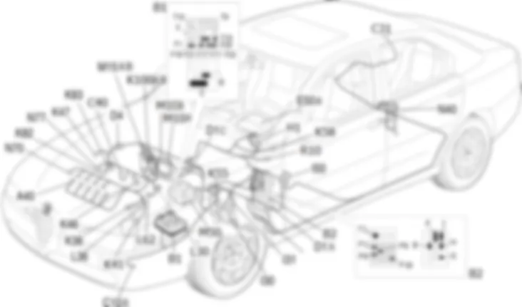 ELEKTRONISCHE DIESELMOTORSTEUERUNG - Lage der Bauteile Alfa Romeo 166 2.4 JTD 20v  da 03/02 a 09/03