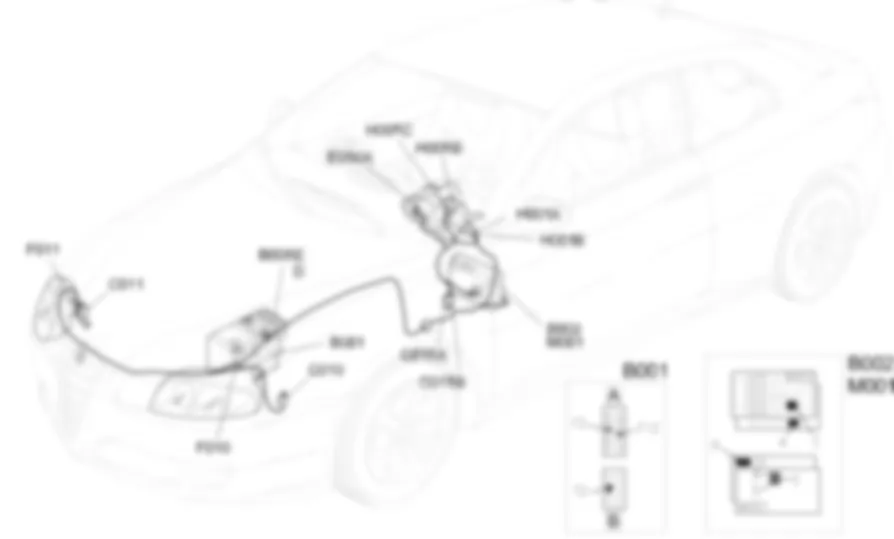 LUCES DE CARRETERA - UBICACION DE LOS COMPONENTES Alfa Romeo GT 3.2 V6  