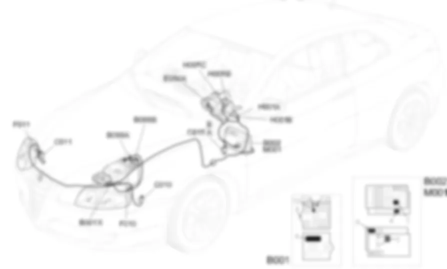 LUCES DE CARRETERA - UBICACION DE LOS COMPONENTES Alfa Romeo GT 1.9 JTD 16V  