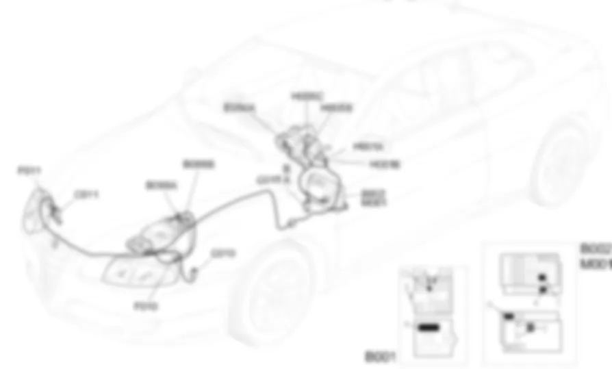 LUCES DE CARRETERA - UBICACION DE LOS COMPONENTES Alfa Romeo GT 1.9 JTD 16V  