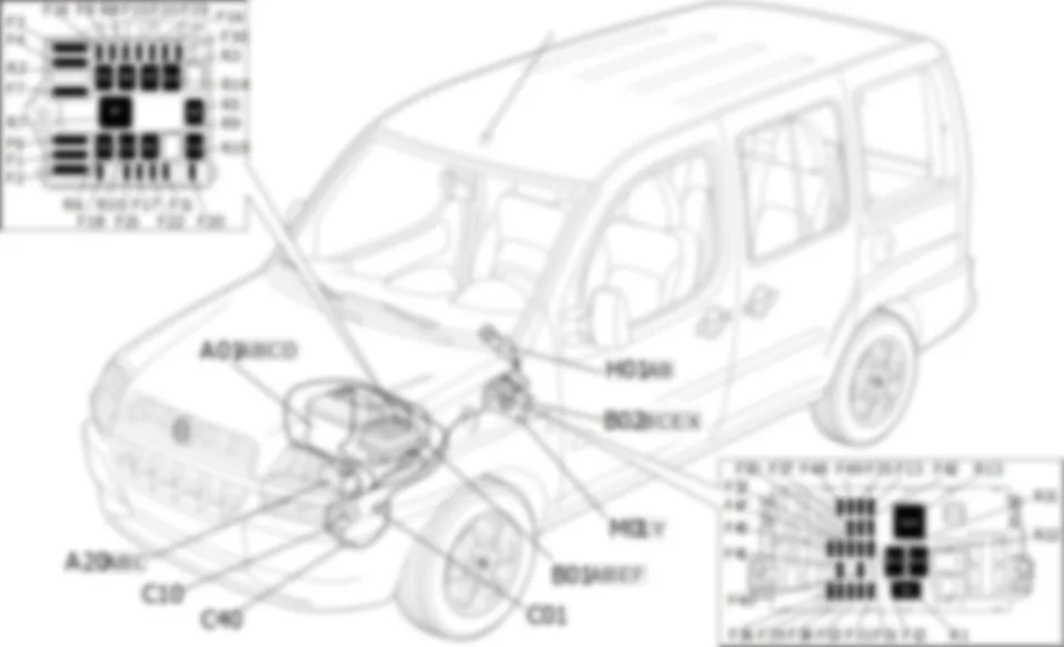 SUPPLY - LOCATION OF COMPONENTS Fiat DOBLO 1.6 16v  da 12/03