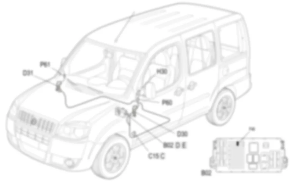 REAR VIEW MIRRORS ADJUSTMENT - COMPONENT LOCATION Fiat DOBLO 1.6 16v  da 12/03