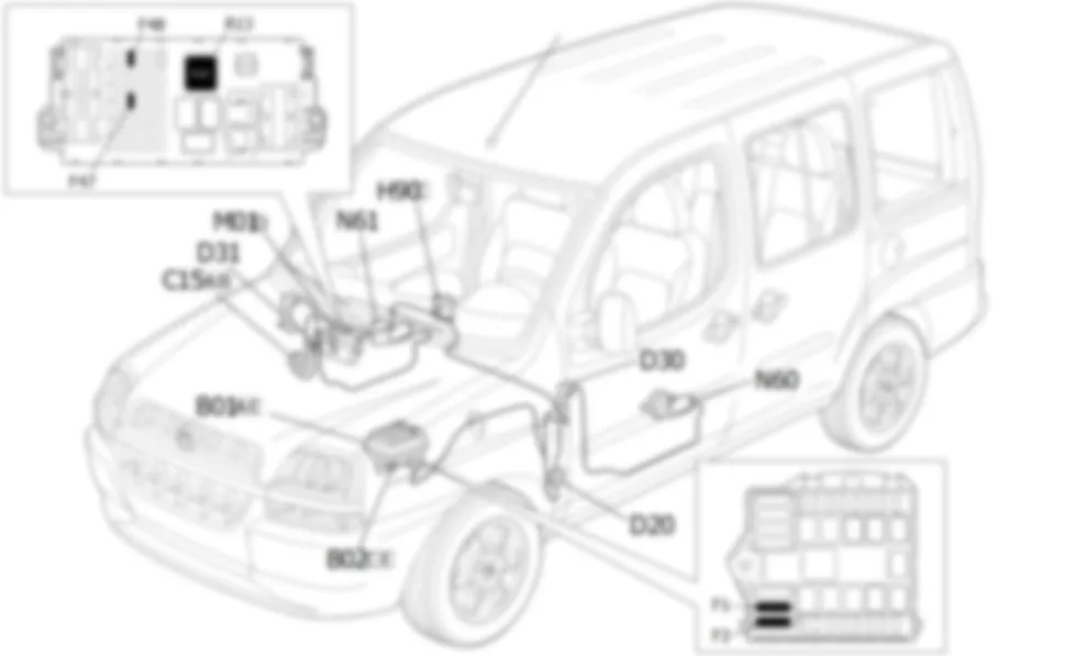 ELECTRIC FRONT WINDOWS - LOCATION OF COMPONENTS Fiat DOBLO 1.6 16v  da 12/03