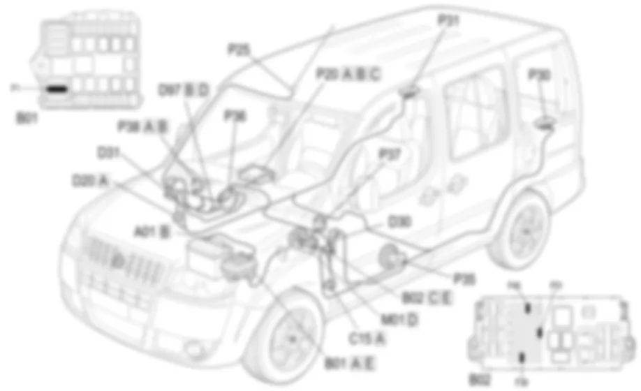 AUTORADIO - EINBAULAGE DER BAUTEILE Fiat DOBLO 1.4 8v  Fino a 10/2000