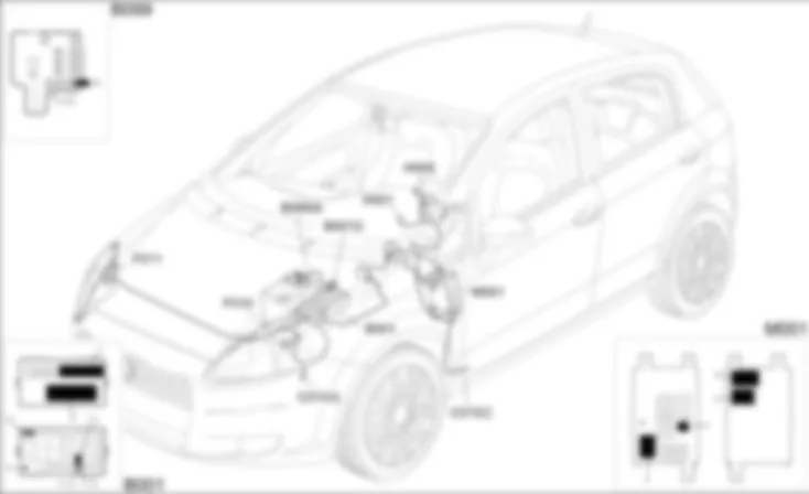 DIPPED HEADLIGHTS - COMPONENT LOCATION Fiat GRANDE PUNTO 1.2 8v  