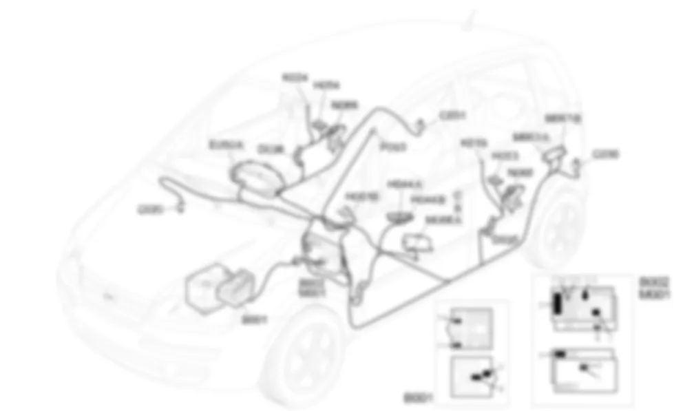 ELEVALUNAS TRASEROS - Ubicacion de los componentes Fiat IDEA 1.3 JTD 16v  