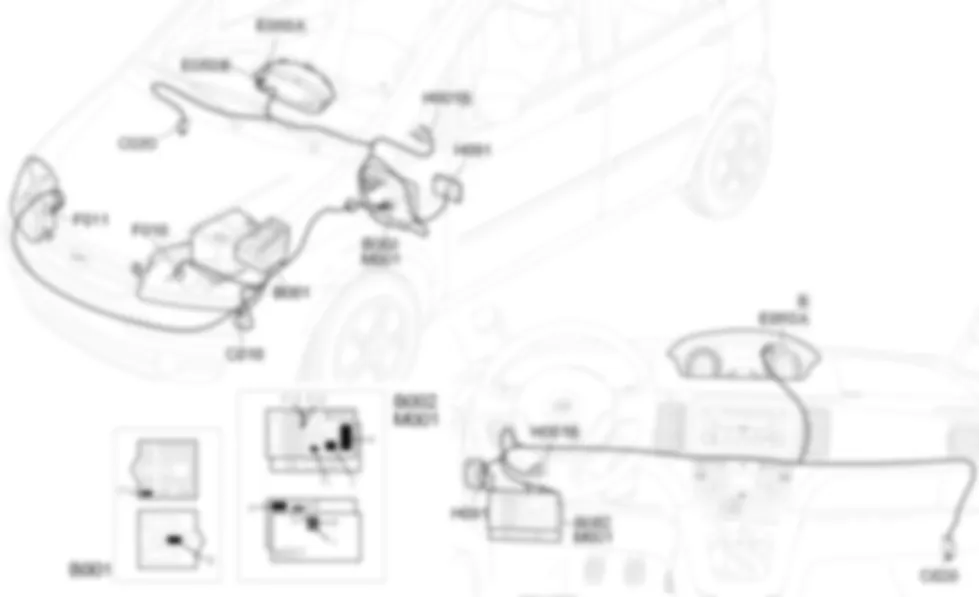 REGULADOR ORIENTACION FAROS - Ubicacion de los componentes Fiat IDEA 1.4 16v  