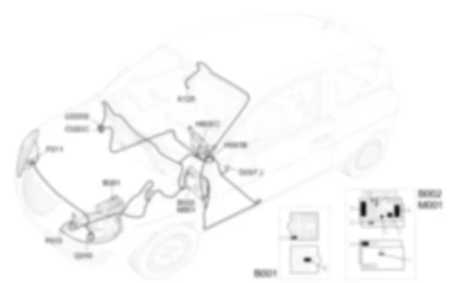 DIPPED HEADLAMPS - Location of components Lancia Ypsilon 1.4 16v  