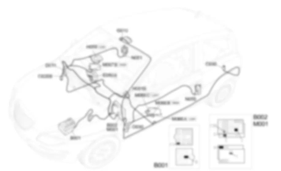 COURTESY LIGHTS - Location of components Lancia Ypsilon 1.4 16v  