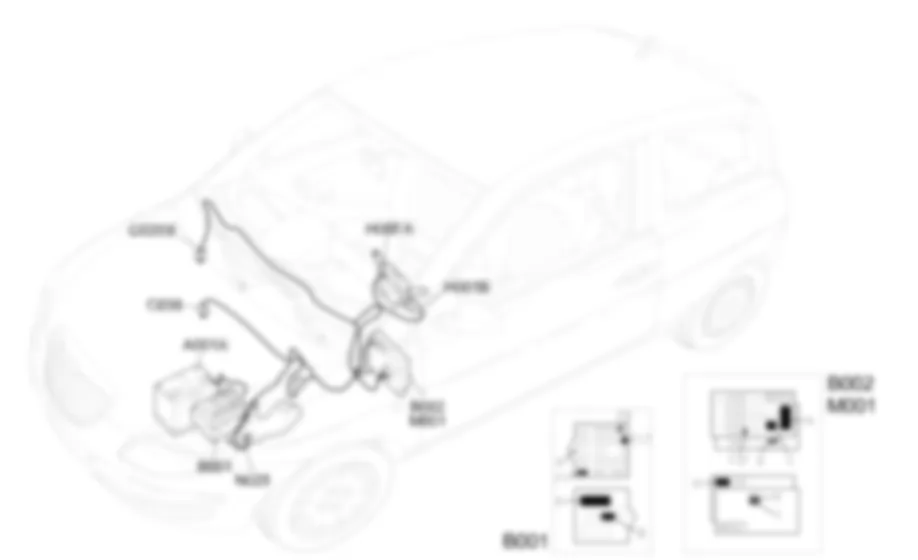 HEADLAMP WASHER - Location of components Lancia Ypsilon 1.4 16v  