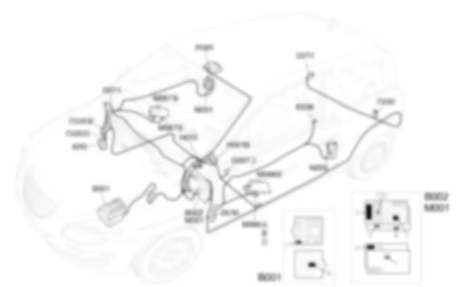 CENTRAL LOCKING - Location of components Lancia Ypsilon 1.4 16v  