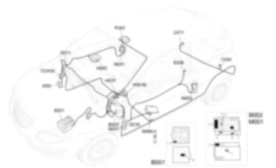 CENTRAL LOCKING - Location of components Lancia Ypsilon 1.4 16v  