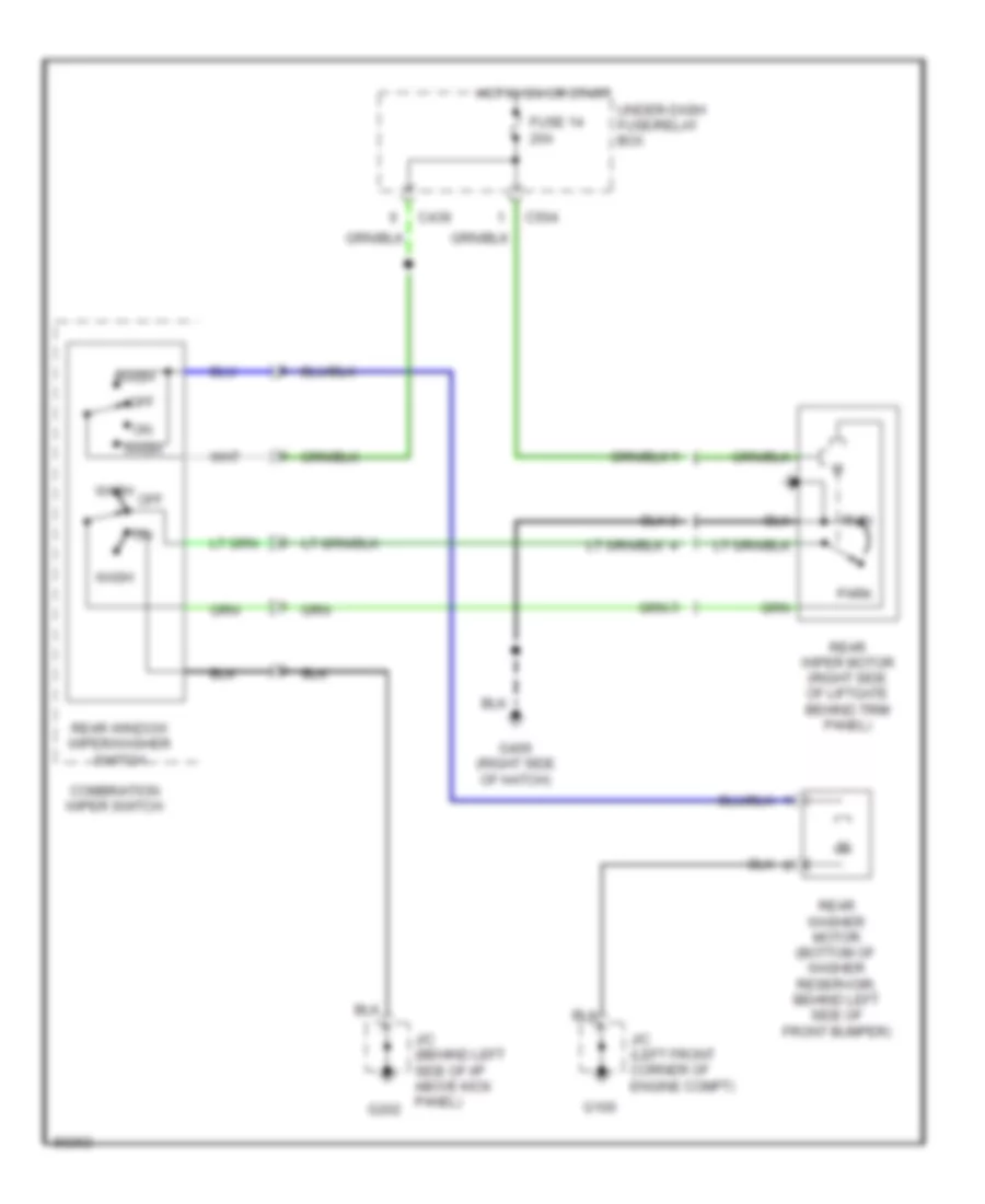 Электросхема заднего стеклоочистителя дворника и омывателя для Acura Integra GS-R 1997