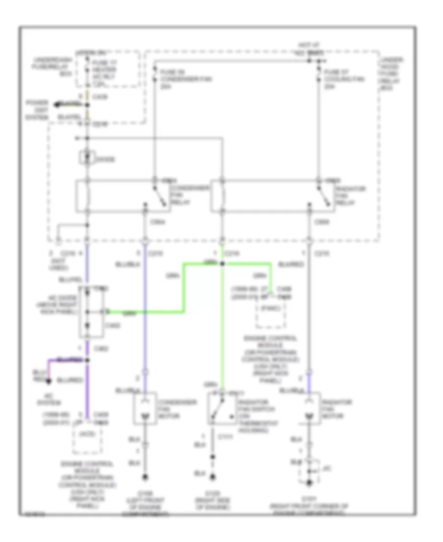 Электросхема системы охлаждения, С счет для Acura Integra LS 2000