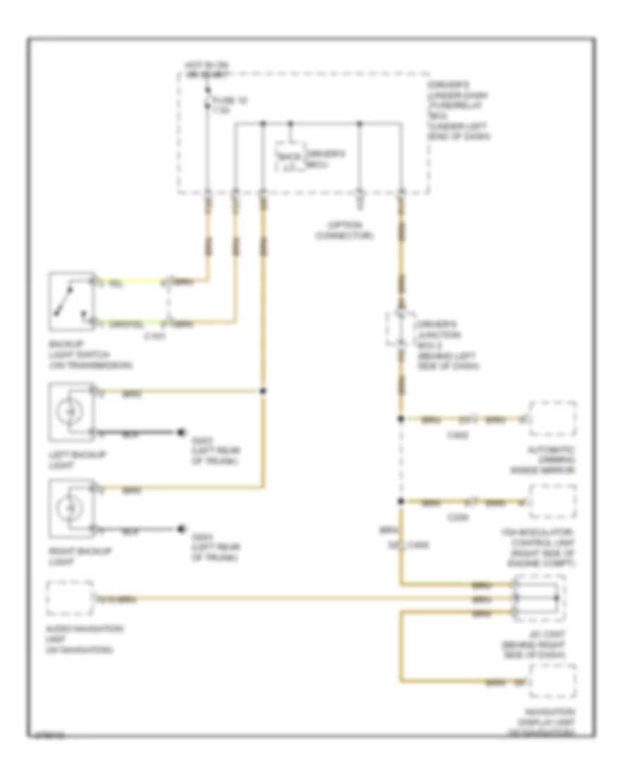 Backup Lamps Wiring Diagram, MT for Acura TL SH-AWD 2012