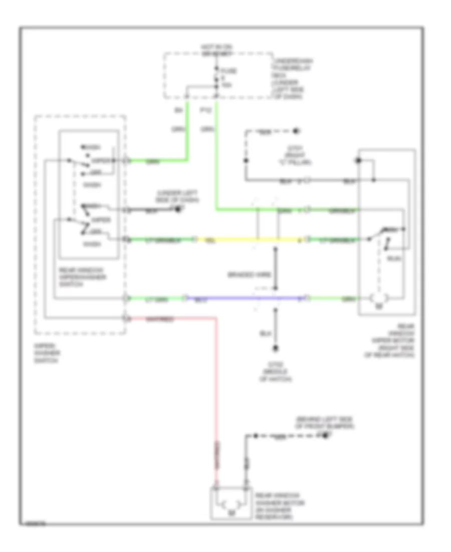 Электросхема заднего стеклоочистителя дворника и омывателя для Acura RSX 2003