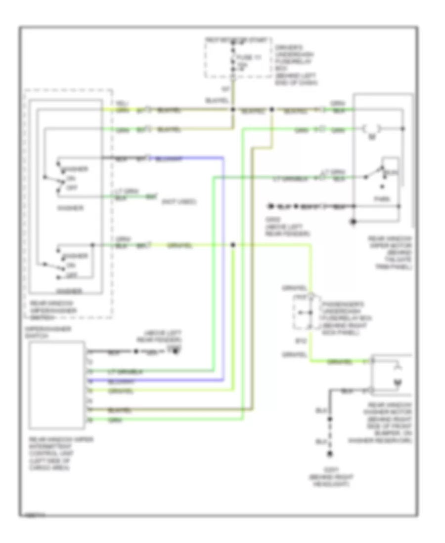 Электросхема заднего стеклоочистителя дворника и омывателя для Acura MDX 2004