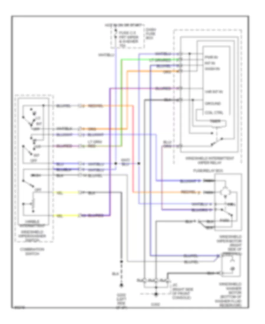 Электросхема передних стеклоочистителей дворников и омывателя лобового стекла для Acura SLX 1996