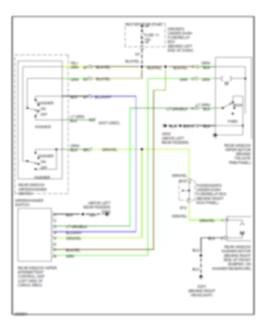 Электросхема заднего стеклоочистителя дворника и омывателя для Acura MDX Touring 2006