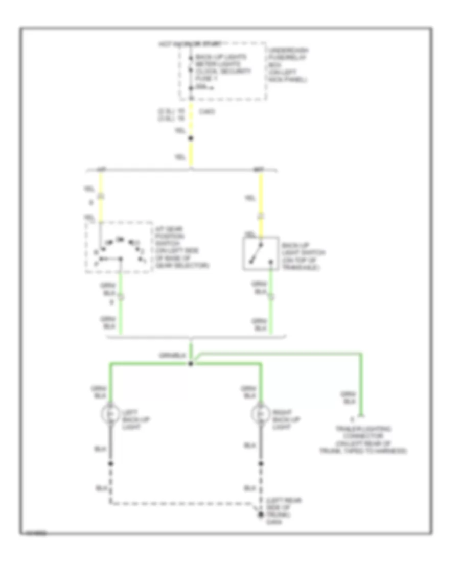 Back up Lamps Wiring Diagram for Acura 2 3CL 1998