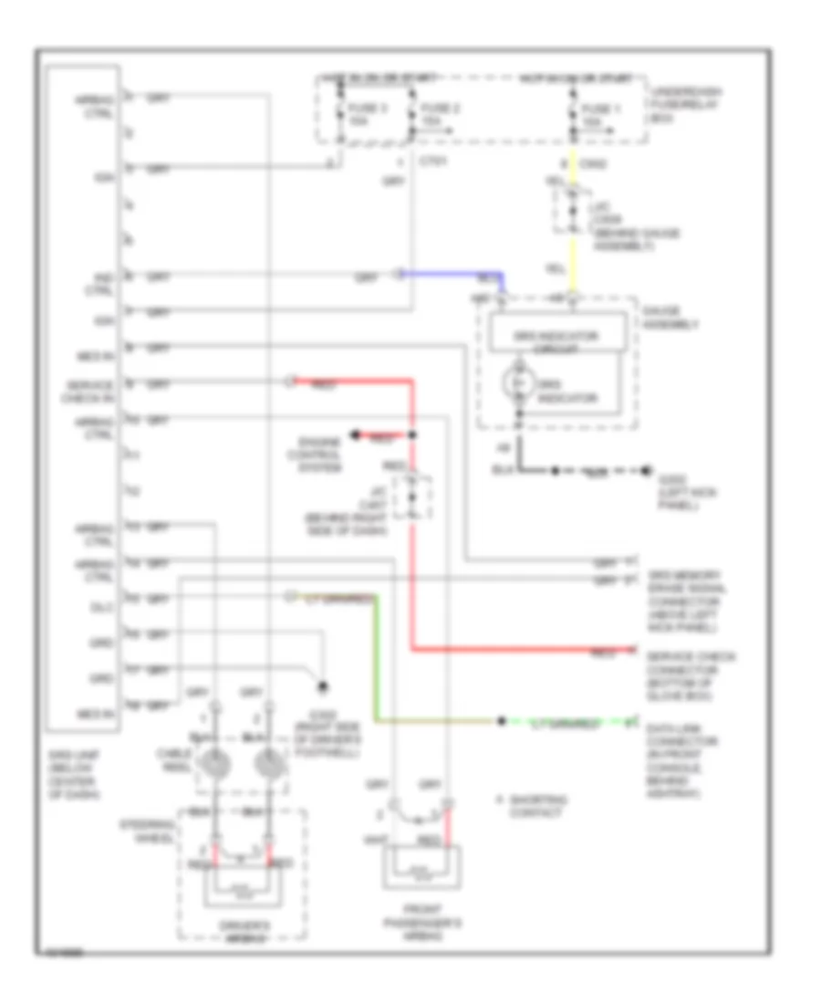 Supplemental Restraints Wiring Diagram for Acura 2 3CL 1998