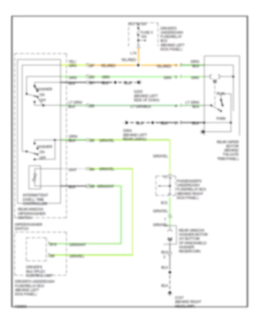 Электросхема заднего стеклоочистителя и омывателя стекла для Acura MDX 2001