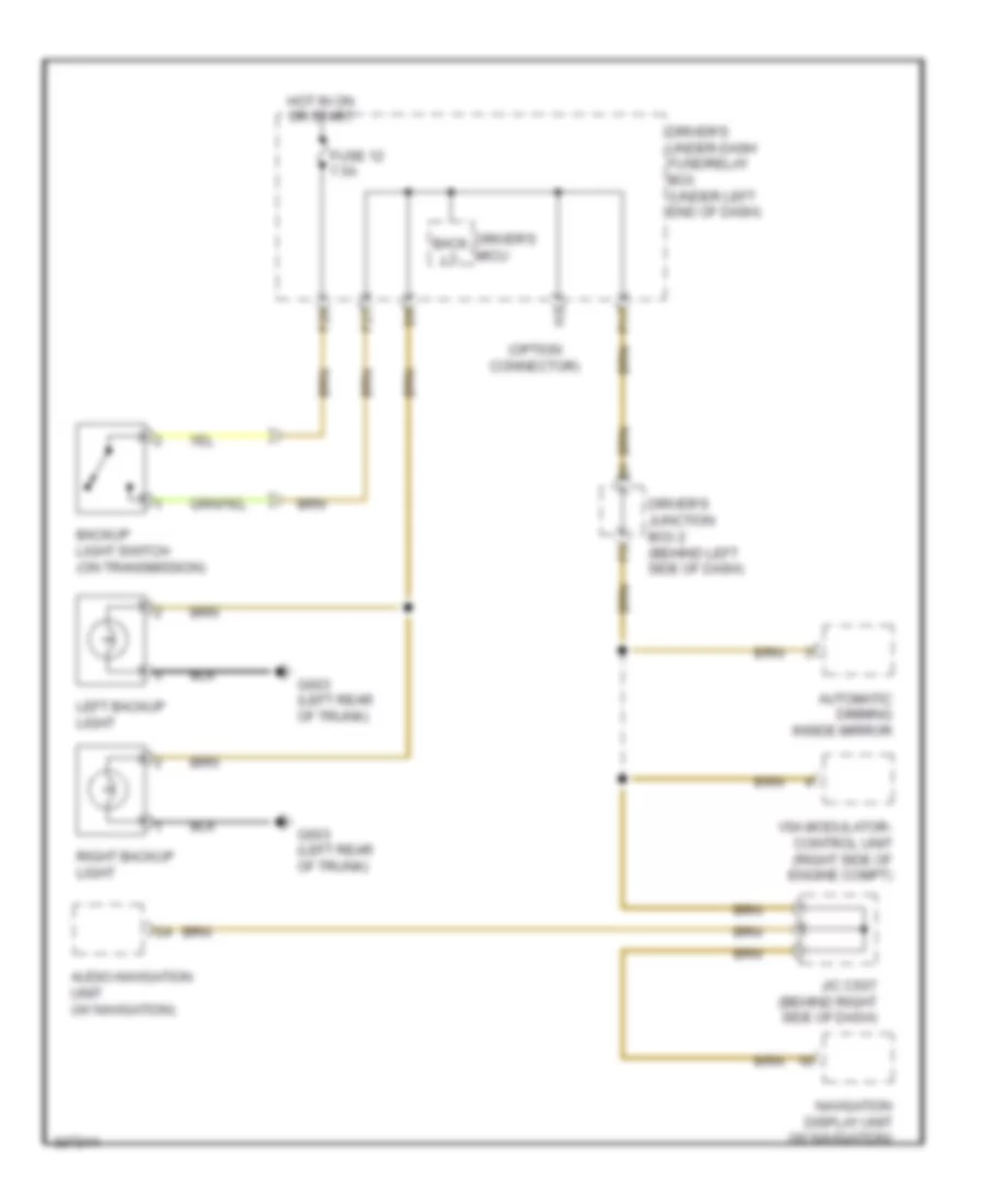 Backup Lamps Wiring Diagram, MT for Acura TL 2010
