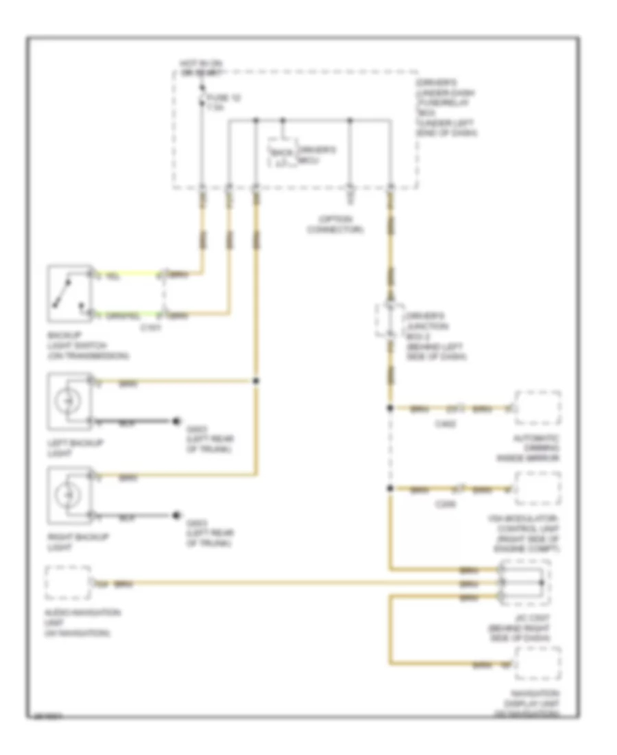 Backup Lamps Wiring Diagram, MT for Acura TL 2011