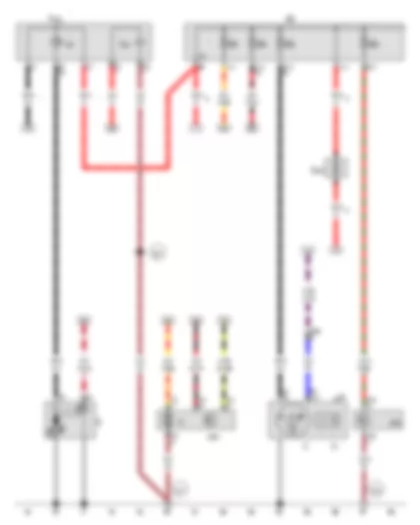 Wiring Diagram  AUDI A1 2015 - Starter - Voltage regulator - Suppression filter - Radiator fan control unit - Power steering control unit - Fuse 1 (30) - Terminal 30 wiring junction 2 - Jump start socket