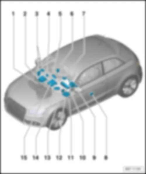 AUDI A1 2015 Обзор блоков управления в салоне автомобиля (3-дверный автомобиль)