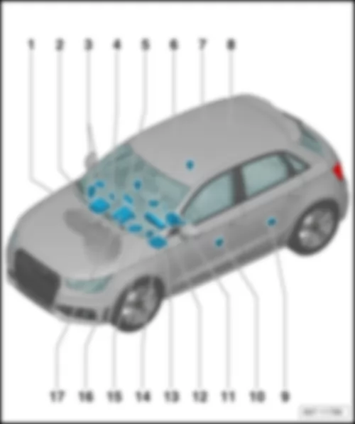 AUDI A1 2015 Обзор блоков управления в салоне автомобиля (5-дверный автомобиль)