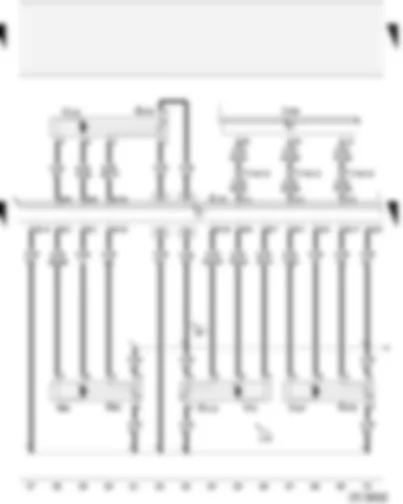 Wiring Diagram  AUDI A2 2003 - Temperature flap control motor potentiometer - central flap control motor potentiometer - defroster flap control motor potentiometer