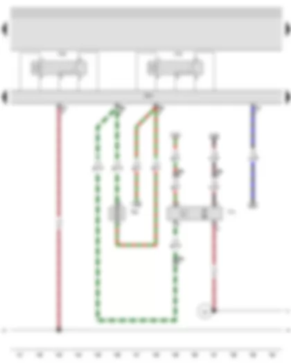 Wiring Diagram  AUDI A3 2009 - Onboard supply control unit - Double washer pump relay 1 - Double washer pump relay 2 - Rear window wiper motor - Windscreen and rear window washer pump