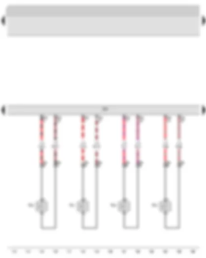 Wiring Diagram  AUDI A3 2009 - Motronic control unit - Injector - cylinder 1 - Injector - cylinder 2 - Injector - cylinder 3 - Injector - cylinder 4