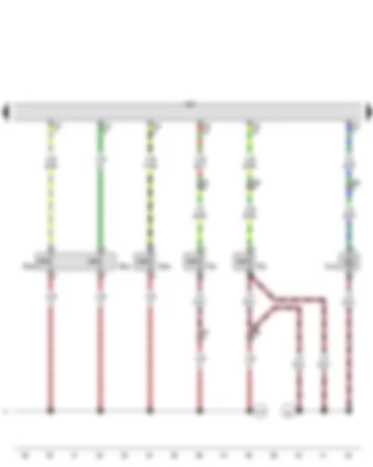 Электросхемa  AUDI A3 2013 - Выключатель замка ремня безопасности водителя - Выключатель замка ремня безопасности переднего пассажира - Выключатель замка заднего ремня безопасности со стороны водителя - Выключатель замка заднего ремня безопасности со стороны переднего пассажира - Блок управления подушек безопасности