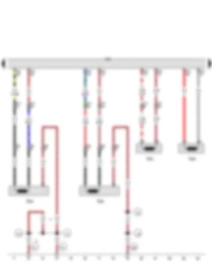 Электросхемa  AUDI A3 2013 - Датчик удара фронтальной подушки безопасности водителя - Пиропатрон 1 системы защиты пешеходов - Пиропатрон 2 системы защиты пешеходов - Блок управления подушек безопасности - Пиропатрон коленной подушки безопасности водителя