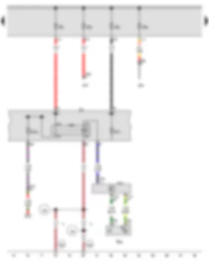 Электросхемa  AUDI A3 2013 - Клавиша режима старт-стоп - Реле электропитания клеммы 15 - Предохранитель 1 в блоке предохранителей A - Предохранитель 3 в блоке предохранителей A - Предохранитель 4 в блоке предохранителей A - Предохранитель 5 в блоке предохранителей A - Блок предохранителей C